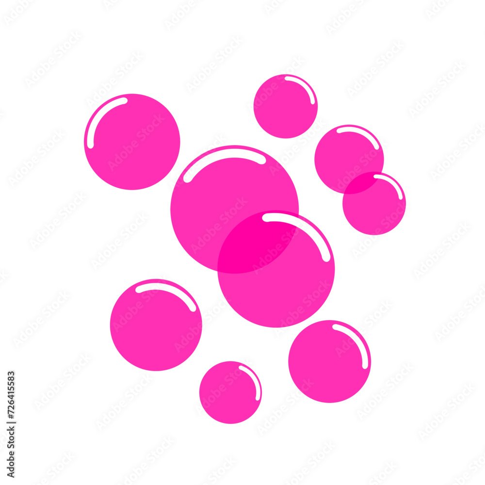 Pink soap bubble vector icon isolated on white background. Foam in a variety of different sizes. Pink soap bubble vector icon isolated on white background. Foam in a variety of different sizes.