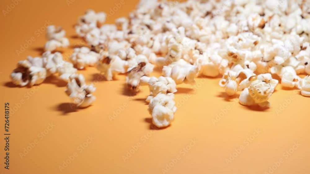 Sweet butter popcorn, close up,slow motion Sweet butter popcorn, close up,slow motion