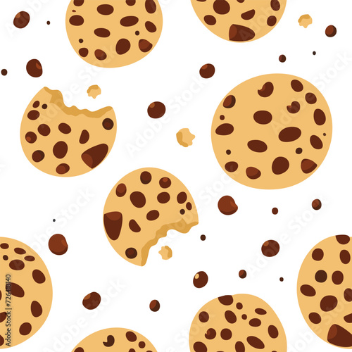 Seamless cookie pattern on white background. (ID: 726418140)
