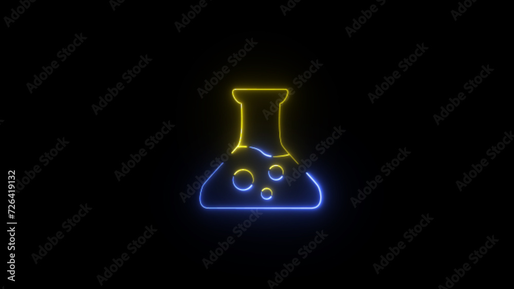Сhemistry and biology symbol. Beaker or Test tube neon sign. Chemistry lesson glowing icon. Science concept. Medicinal, chemistry, science, vaccine, development, experiments, laboratory. Сhemistry and biology symbol. Beaker or Test tube neon sign. Chemistry lesson glowing icon. Science concept. Medicinal, chemistry, science, vaccine, development, experiments, laboratory.
