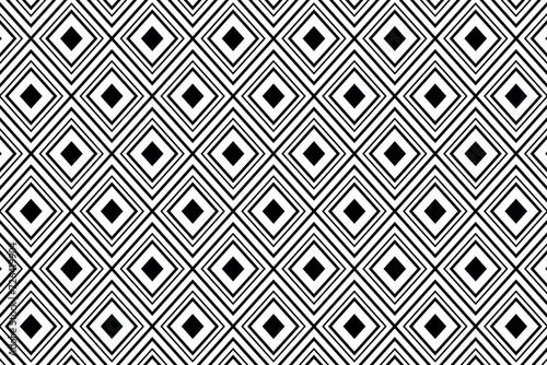 Black and white diamonds and lines geometric pattern background