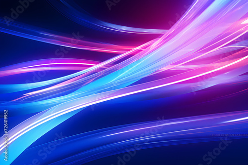 Abstract Neon Blue and Purple Waves Design.