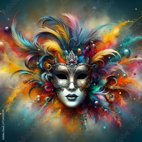 Venetian mask carnival colorful splash art 
