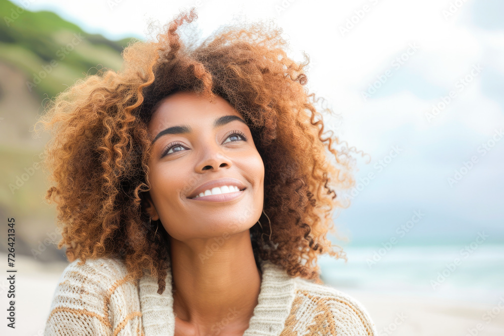 Portrait in the beach of a pleased 30 years old woman. Lifestyle portrait photography of a satisfied woman in her 30s against a beach background. Portrait in the beach of a pleased 30 years old woman. Lifestyle portrait photography of a satisfied woman in her 30s against a beach background.