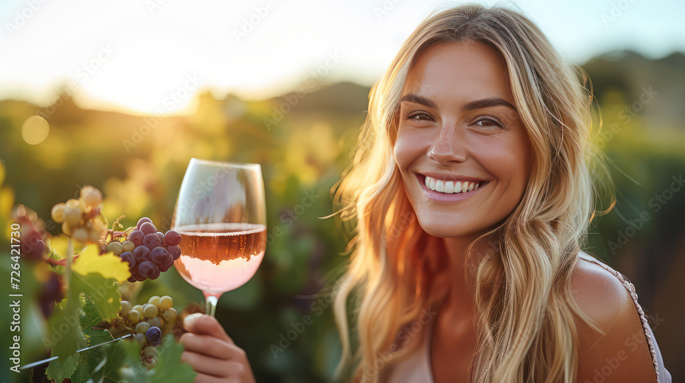 young girl with a glass of wine against the backdrop of a vineyard young girl with a glass of wine against the backdrop of a vineyard