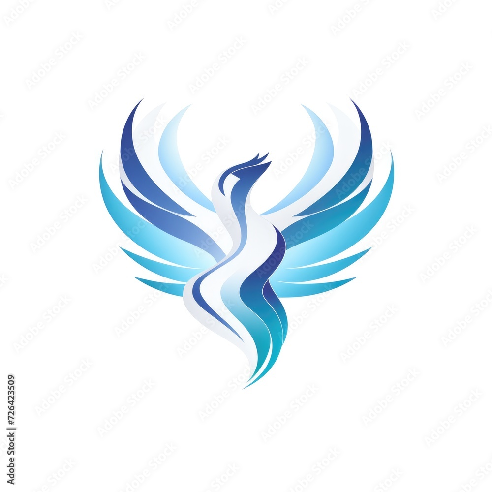 Fototapeta premium Elegant Phoenix Logo with Blue Wings