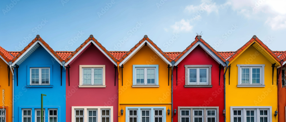 colorful houses different colors for each house