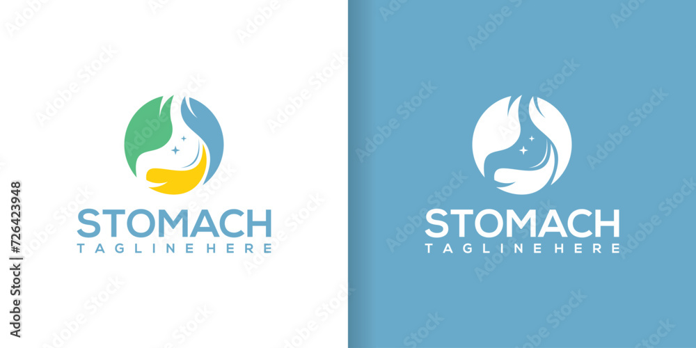 Stomach and world vector logo combination. Digestive tract and earth logo design template