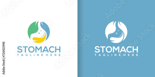 Stomach and world vector logo combination. Digestive tract and earth logo design template