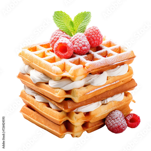 Sweet waffle on transparent background photo