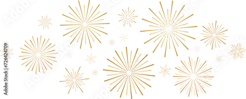 Firework vector banner, holiday celebration border, isolated clip art element set