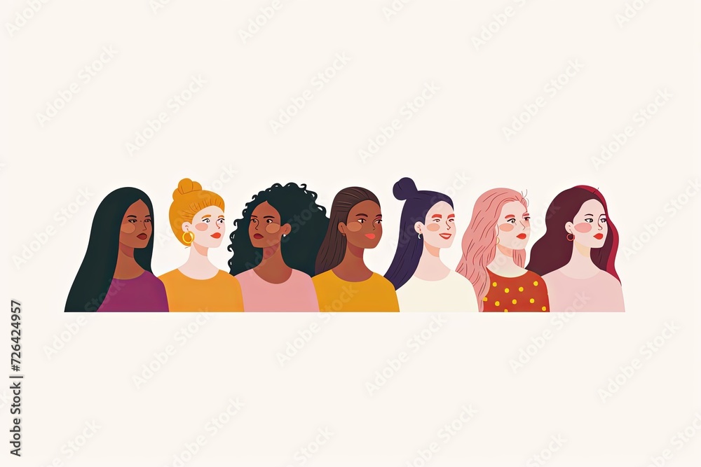 Illustration of a diverse group of women. Concept of a diverse and multiethncial community. International Women's Day concept. Illustration of a diverse group of women. Concept of a diverse and multiethncial community. International Women's Day concept.