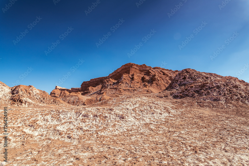 desert landscape of Valles de la Luna, in Atacama, Chile