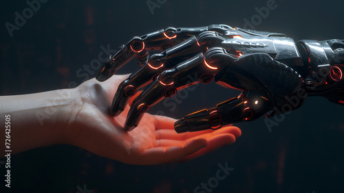 Human and Robot Hand Connection - A Symbol of AI Integration  Technological Advancement  and Future Innovation