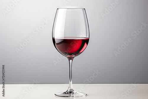  glass of wine on a white background in minimalist style