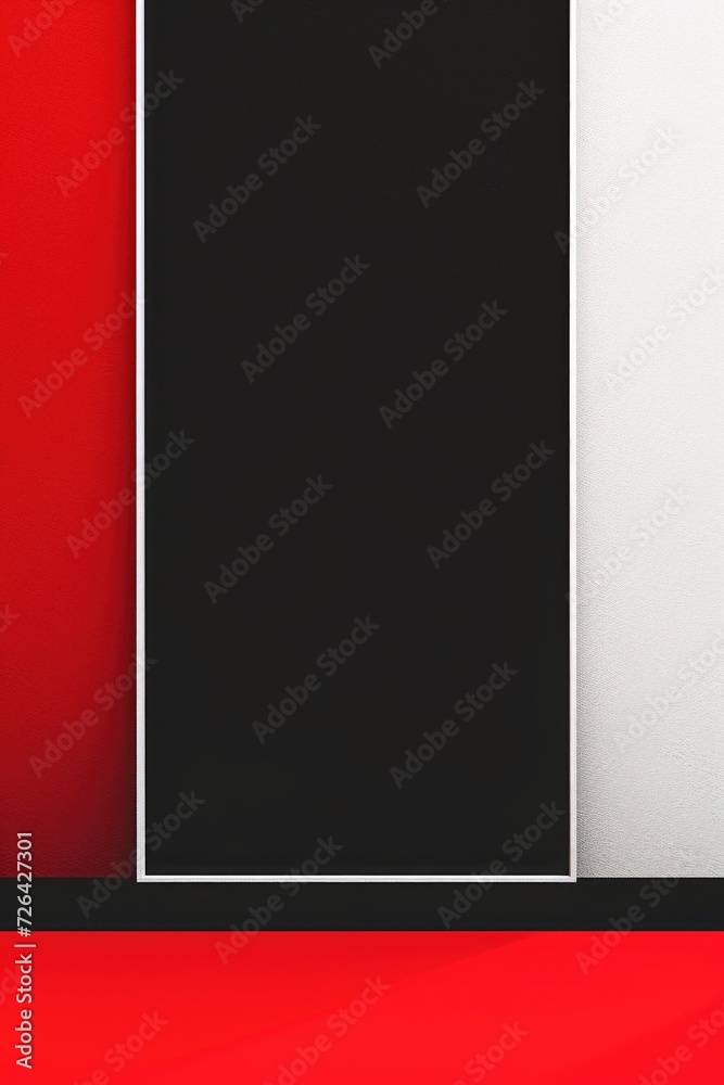 A black and white picture hanging on a vibrant red wall. Perfect for adding a bold contrast to any space A black and white picture hanging on a vibrant red wall. Perfect for adding a bold contrast to any space