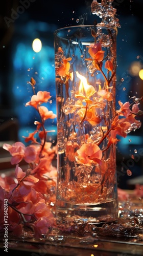Water fire and electric flowers UHD wallpaper