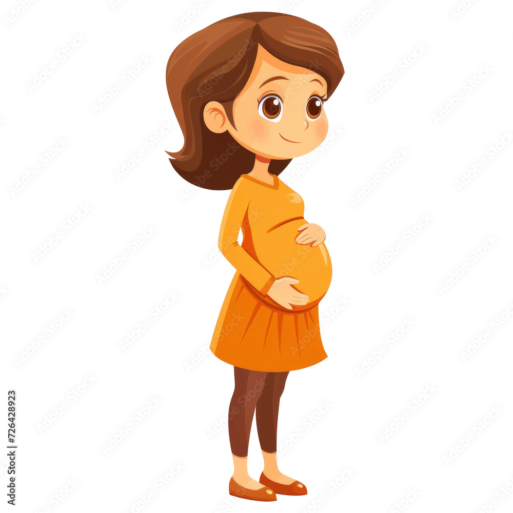 Cartoon pregnant woman isolated on a transparent or white background, png Cartoon pregnant woman isolated on a transparent or white background, png