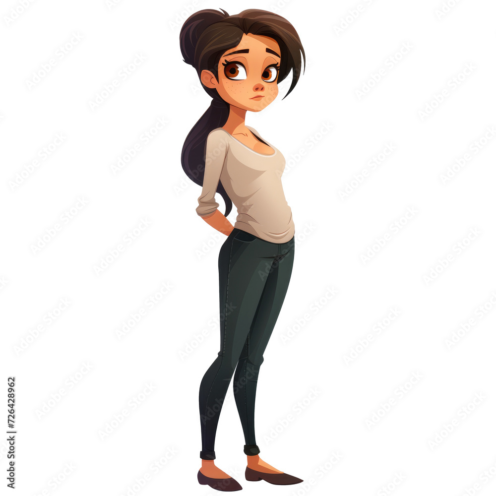 Cartoon woman isolated on a transparent or white background, png Cartoon woman isolated on a transparent or white background, png