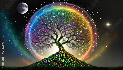 Tree of Life and Moon, illustration background #726428905
