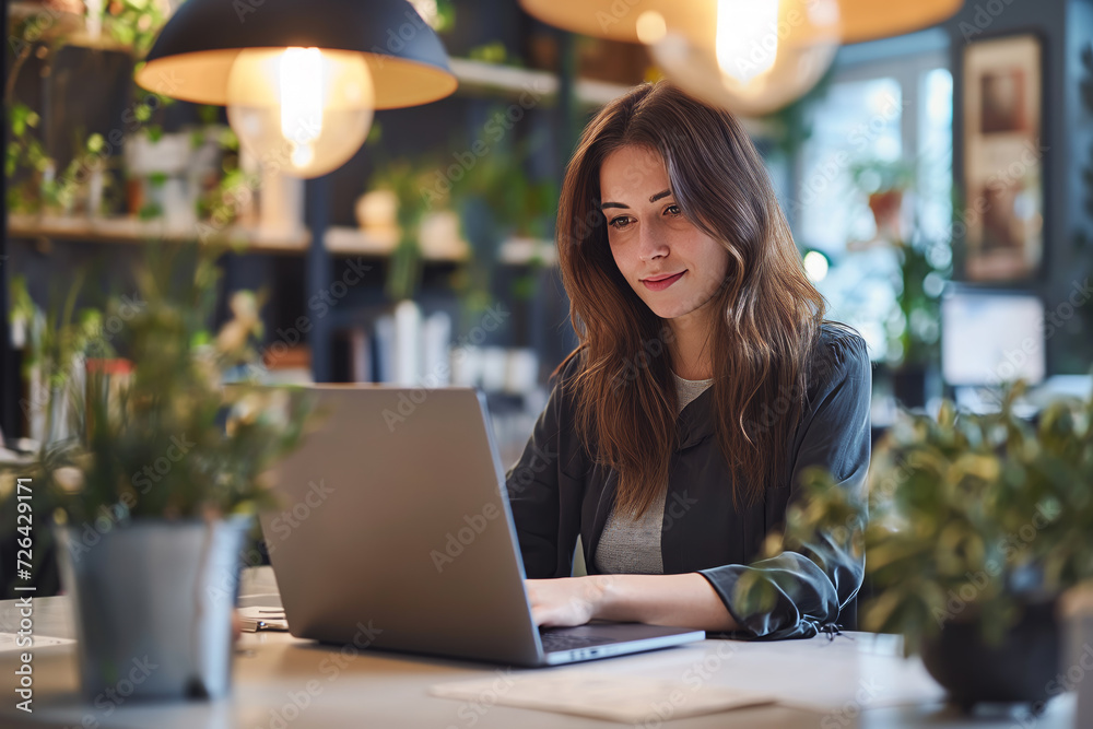 Young lady working at the computer Young lady working at the computer