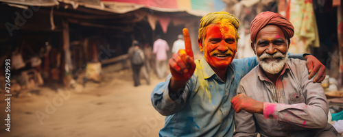 The Colorful Men with Paint on Their Faces and Bodies, Fictional Character Created by Generated AI.