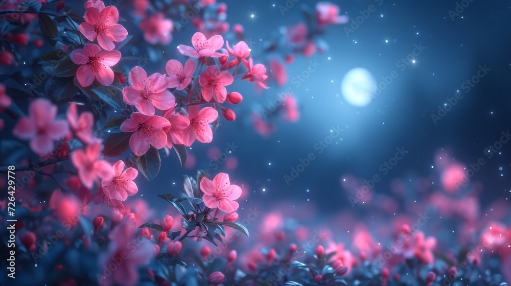 looking from near to far,looking through the dense crabapple flowers and green leaves, looking from near to far,looking through the dense crabapple flowers and green leaves,