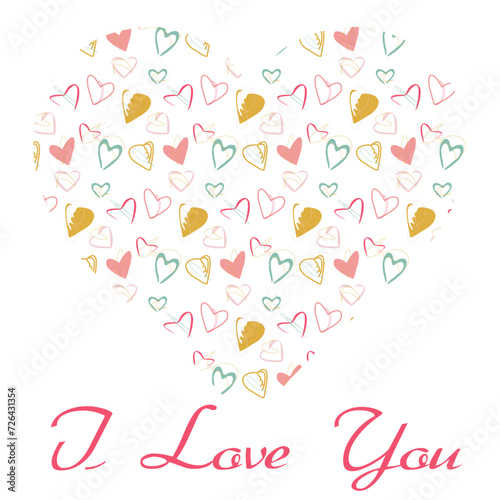 Pastel Perfection: A Heartfelt Valentine's Day Vector Tribute, Experience the softer side of love with our Valentine's Day vector. A heart-shaped cluster of pastel-colored hearts.