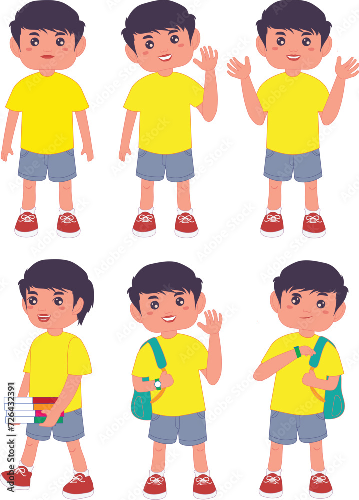 cute kid child expression vector illustration set 