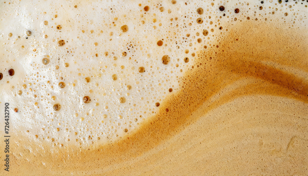 Close up of latte coffee foam texture