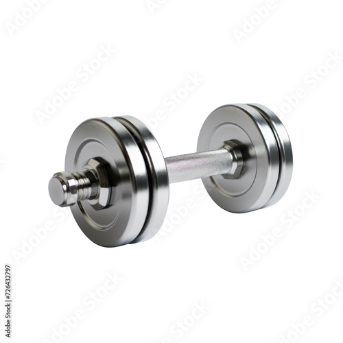 Rubber metal dumbbell on transparent background