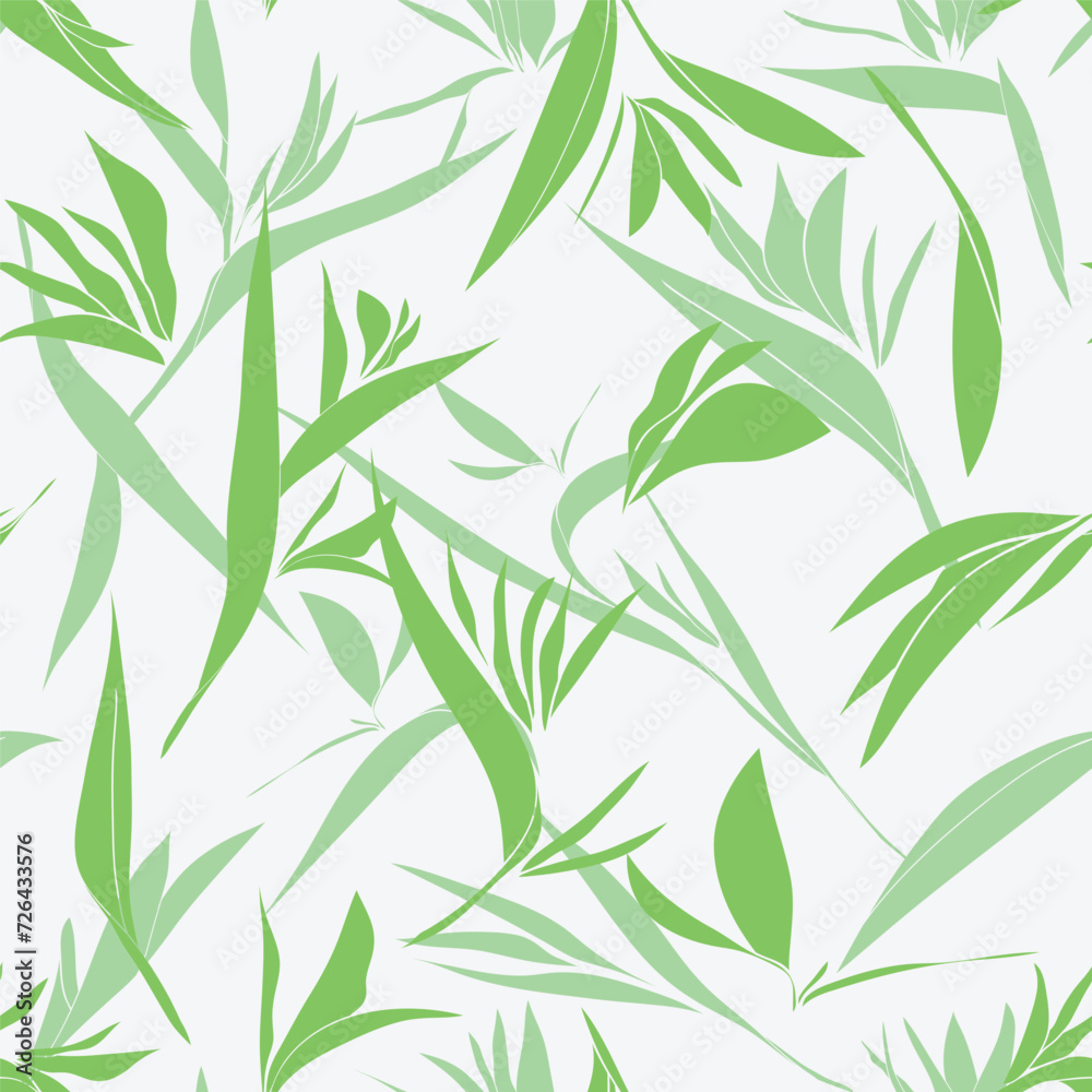 Fototapeta premium Tropical jungle leaves pattern in soft green tones. Vector seamless pattern design for textile, fashion, paper, packaging, wrapping and branding