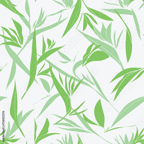 Tropical jungle leaves pattern in soft green tones. Vector seamless pattern design for textile  fashion  paper  packaging  wrapping and branding
