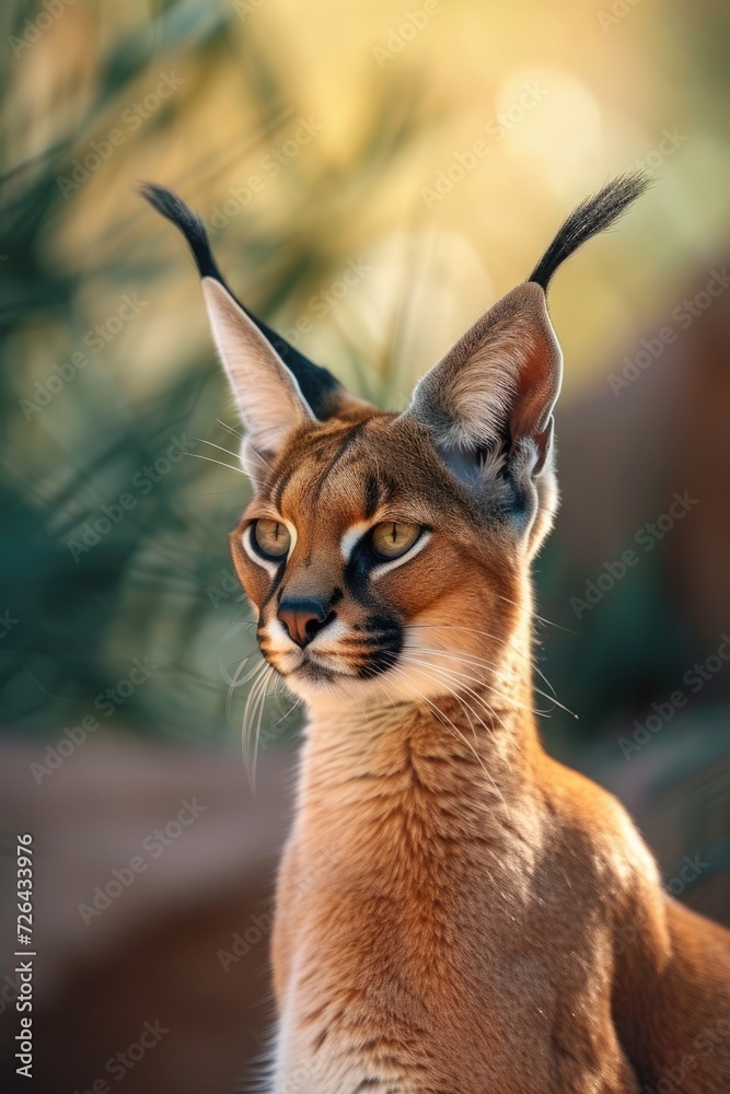 Naklejka premium Portrait desert cats Caracal or African lynx