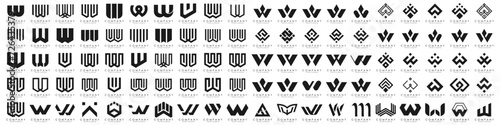 collection abstract letter W logo design. modern logotype W design with black color. vector illustration