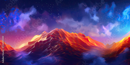 Mystical Mountain Peaks Under Starry Skies - Generative AI