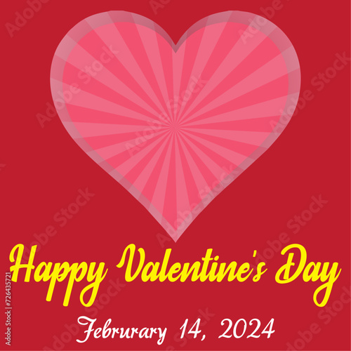 Radiant Love: A Timeless Valentine's Day Vector for 2024, Celebrate love with our vibrant Valentine's Day vector. A radiant pink heart takes center stage against a solid red background.