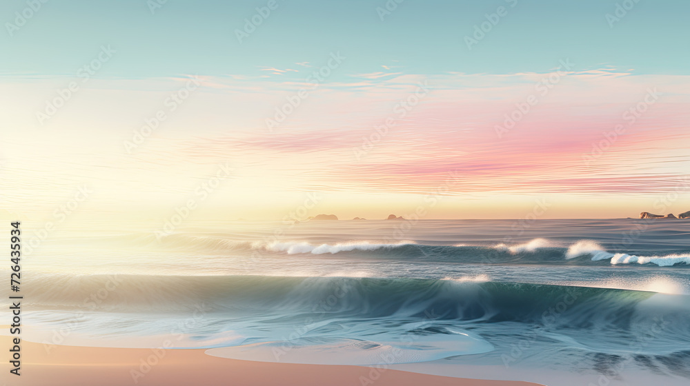 Sunrise Waves on a Tranquil Beach - Generative AI