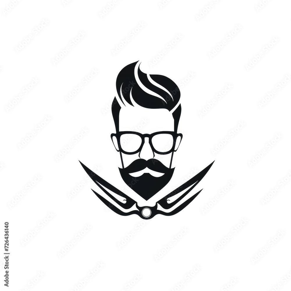 Brutal man with beard on a white background. Logo.