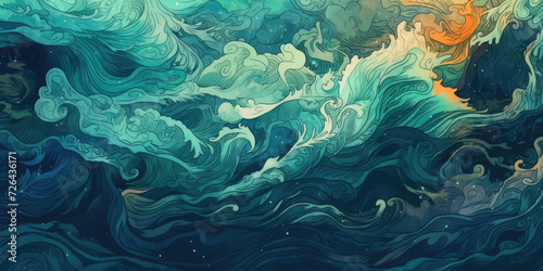Abstract View of Ocean Waves Mixed with a Shades of Blue - Generative AI