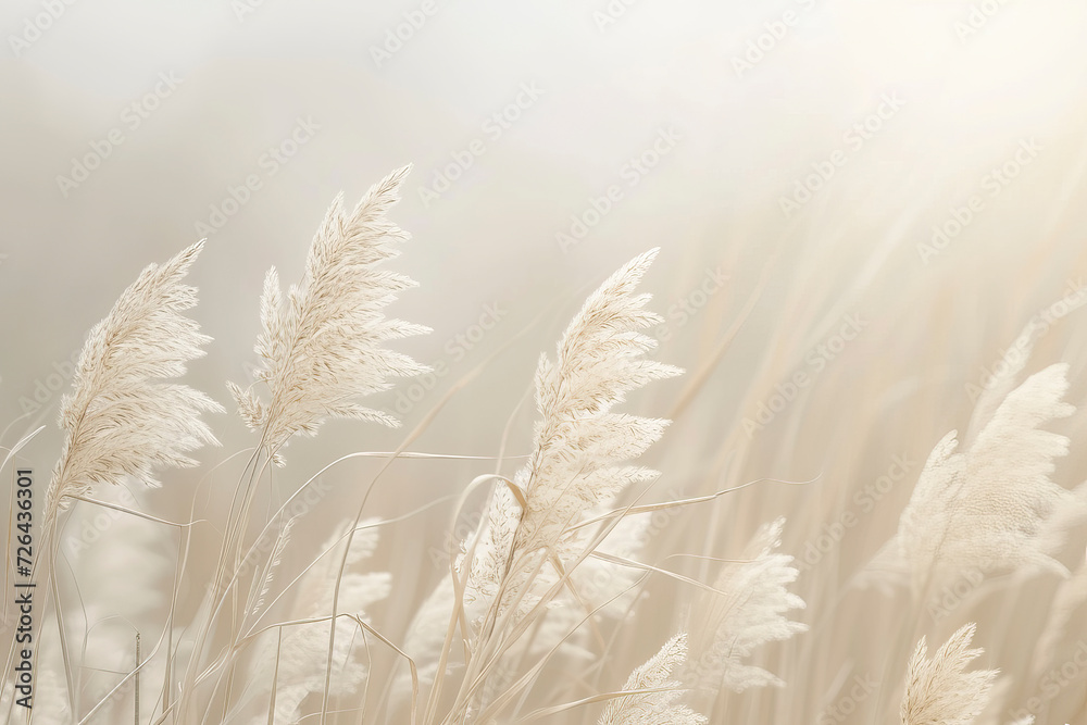 Abstract natural background of soft pampas grass. Boho background, Scandinavian style for a postcard or banner. The concept of harmony and tranquility Abstract natural background of soft pampas grass. Boho background, Scandinavian style for a postcard or banner. The concept of harmony and tranquility