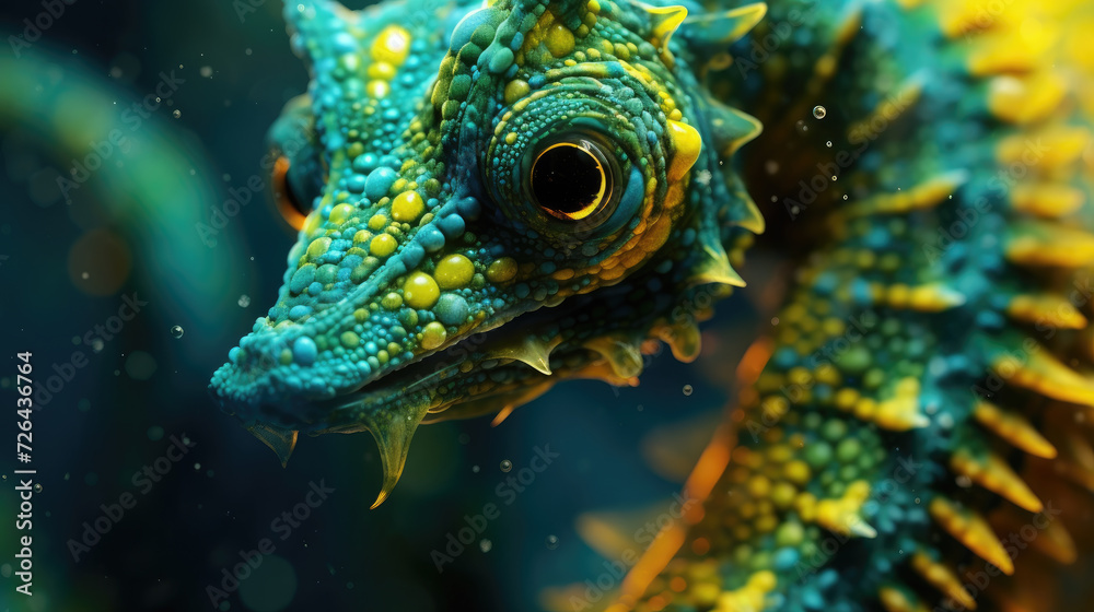 Obraz premium Close-up of a Colorful Seahorse - Generative AI