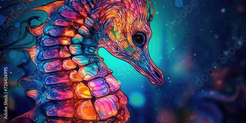 Colorful Seahorse in a Magical Underwater World - Generative AI #726436995