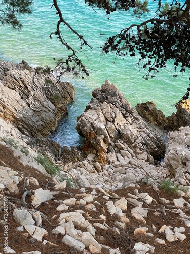 rocky shore, blue maybe blue sky in Croatia