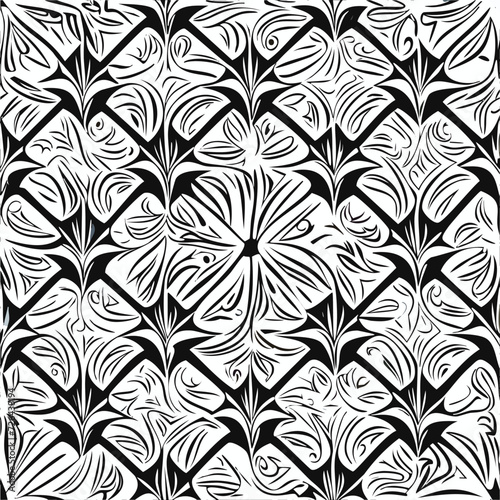 Mandala Black and white square flower pattern in vintage mandala style. Vintage abstract pattern on white backdrop. Black drawing isolated on white. Design for coloring book page for kids and adults.