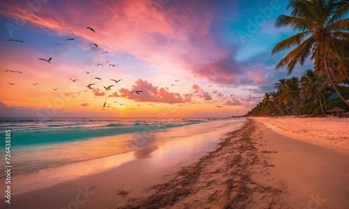 Landscape of paradise tropical island beach, beautiful background