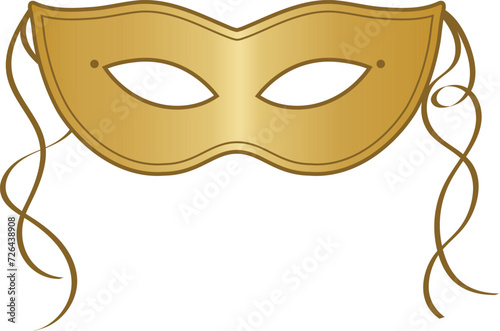 Gold carnival or masquerade mask clip art, elegant vector illustration isolated