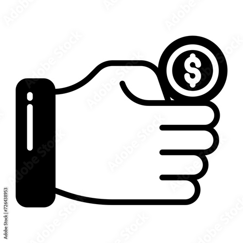 coin toss glyph and line vector illustration