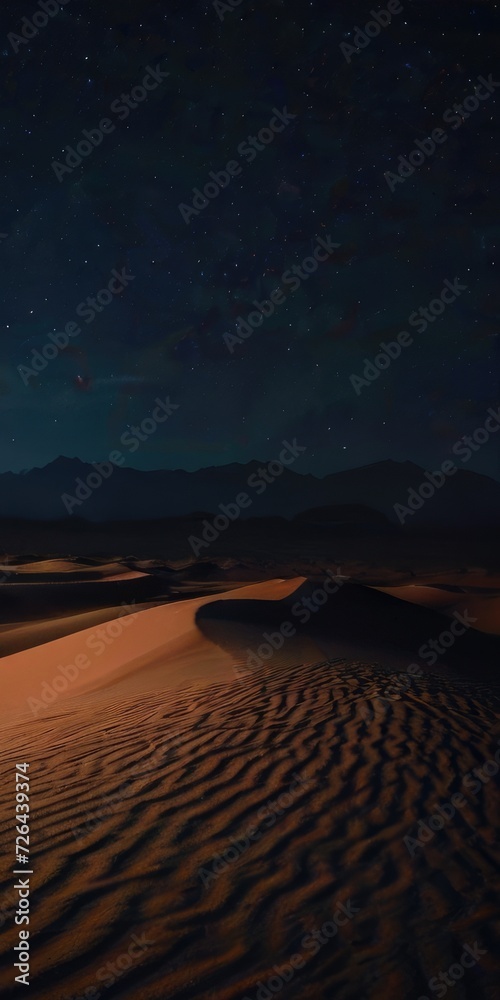 Naklejka premium landscape desert at night with beauty sky background