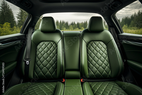 Modern luxury car interior. Leather seats. Car detailing. 3d render © Creative